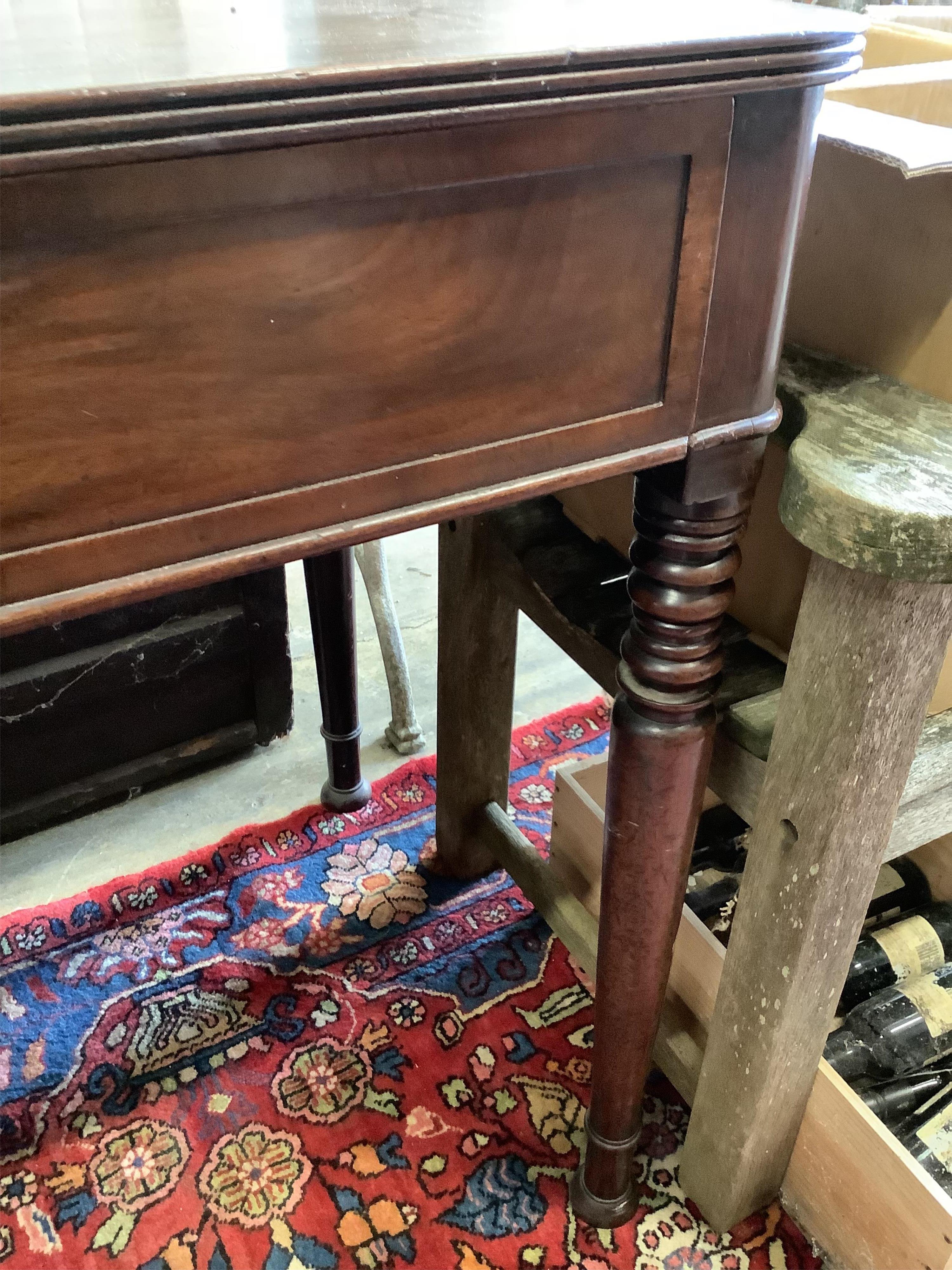 A Regency mahogany three drawer serving table, width 152cm, depth 65cm, height 85cm